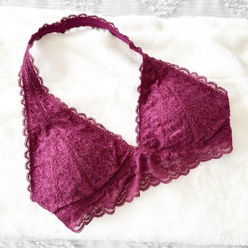 Gilly Hicks burgundy lace wire free bralette size large